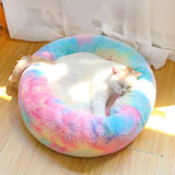 Rainbow Cozy Cat Bed - 20"